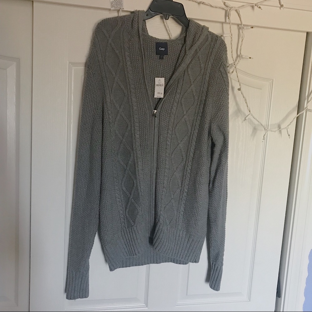 Warm Grey Hooded Knit Sweater